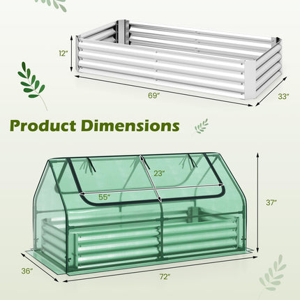 Dreamade 3-in-1 Metal Raised Garden Bed with Greenhouse Cover