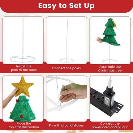 Dreamade 6.2 FT Collapsible Christmas Tree with 200 Built-in LED Lights, Pre-Lit Christmas Tree w/Top Star Decoration & Furry Balls