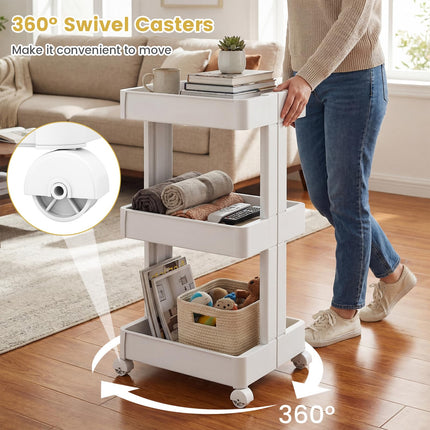 Dreamade 3-Tier Rolling Storage Cart w/Shelving Unit for Kitchen