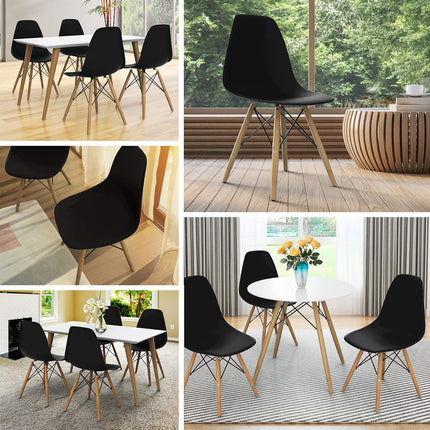 Dreamade Dining DSW Chairs with Linen Cushion, Modern Mid Century Shell Chairs w/ Wood Legs