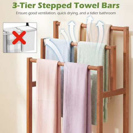 Dreamade 3-Tier Freestanding Wooden Towel Rack Stand