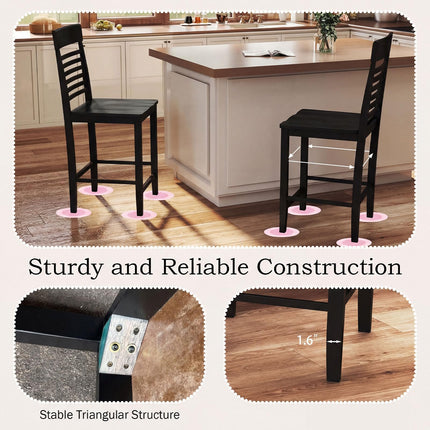 Dreamade Dining Chair Set of 2/4 with Footrests and Solid Wood Frame