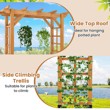 Dreamade 7FT Wood Garden Arbor Trellis for Ceremony Party