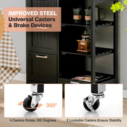 Dreamade Kitchen Island Cart with Storage, Bar Serving Cart on Wheels with 3 Deep Drawers