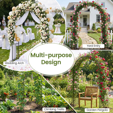 Dreamade 86'' Heavy Duty Steel Pergola Arch with Ground Stakes for Climbing Plants