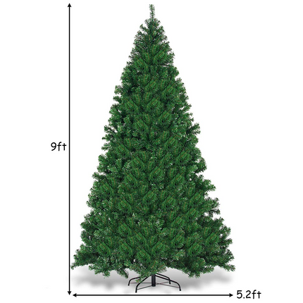 Dreamade 9ft Artificial Pre-lit Christmas Tree Premium Spruce Hinged Tree with 700 LED Lights and Solid Metal Stand - DreamadeUS