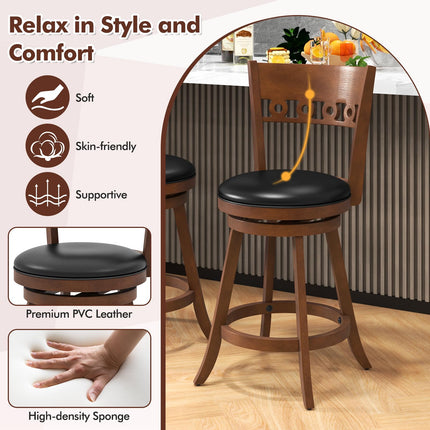 Dreamade Swivel Bar Stools, Counter Height Bar Chairs with Back
