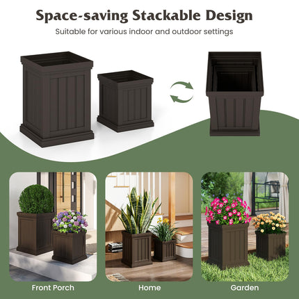 Dreamade 19" Large & 13” Small Flower Pots with Drainage Holes & Nesting Design