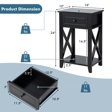 Dreamade Modern X-Design Nightstand