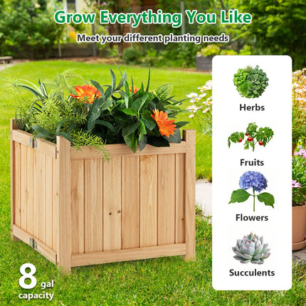 Dreamade 15” Planter Raised Garden Bed - Wooden Planting Box, Outdoor Folding Square Planter