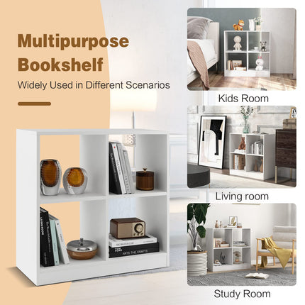 Dreamade 4-Cube Bookcase - 2-Tier Bookshelf Open Back