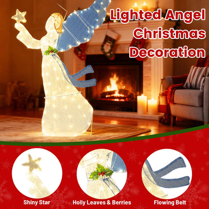 Dreamade 5 Ft Lighted Christmas Angel with Star Halo Spreading Wings