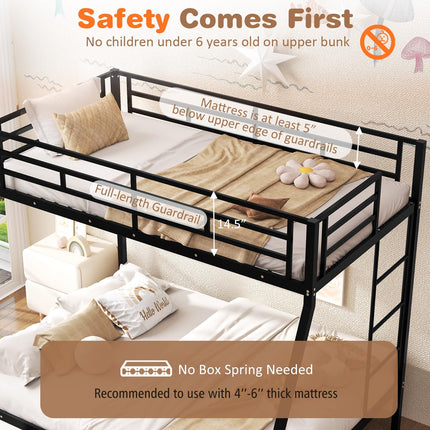 Dreamade Metal Bunk Beds Twin Over Full Size