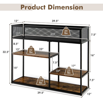 Dreamade Hallway Table for Entryway - 4-Tier Console Table for Entryway with Wire Basket