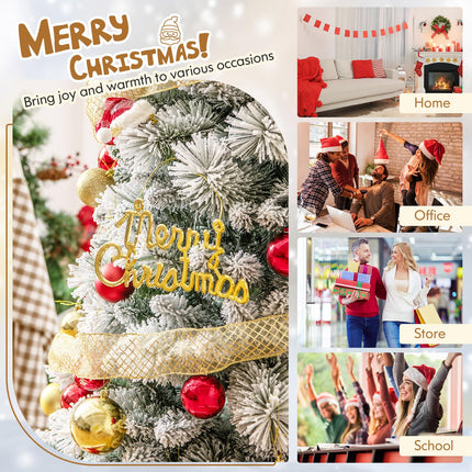 Dreamade 6ft / 7ft Pre-Lit Pop Up Christmas Tree Collapsible Snow Flocked Artificial Xmas Tree