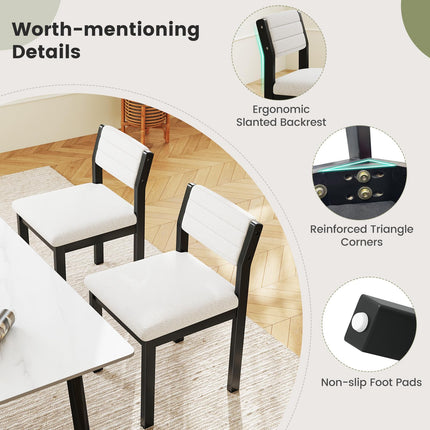 Dreamade Sherpa Kitchen Chairs with Wood Frame & Padded Seat