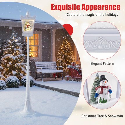 Dreamade 8 ft White Musical Christmas Streetlight | Lighted Holiday Decoration for Home Yard Porch