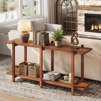 Dreamade 2 Tier Wood Bookshelf 48" Modern Wide Storage Shelf