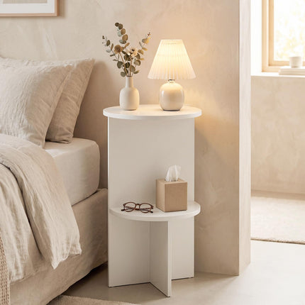 Dreamade 2-Tier Round Side Tables with Storage Shelf (1/2)