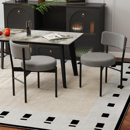 Dreamade Boucle Dining Chairs Set of 2/4, Sherpa Upholstered Kitchen Chairs w/Curved Backrest, Padded Seat & Metal Legs