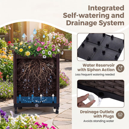 Dreamade Metal Garden Arch Trellis Arbor with 2 Self-Watering Planter Boxes