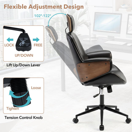 Dreamade Ergonomic High Back Faux Leather Executive Chair with Headrest