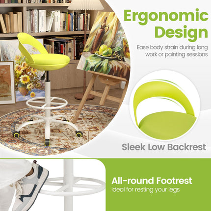 Dreamade Drafting Chair with Back Ergonomic Rolling Stool with Footrest