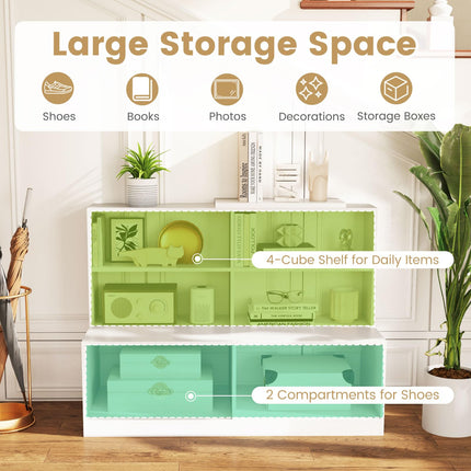 Dreamade Storage Bench with Shelf 3-Tier Entryway Storage Cabinet w/Seat