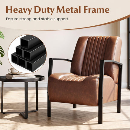Dreamade PU Leather Upholstered Armchair with Padded Seat & Back (1/2)