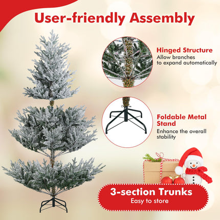 Dreamade 6FT / 7FT / 8FT Pre-Lit Snow Flocked Christmas Tree | Holiday Home Office Decoration