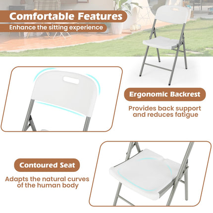 Dreamade 4/8/12-Pack Plastic Folding Chairs, HDPE Waiting Room Chairs w/Metal Frame