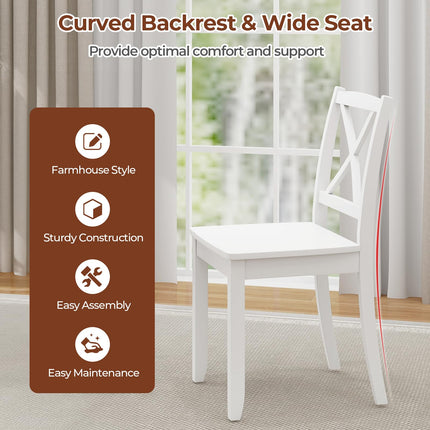 Dreamade Wood Dining Chairs, Armless Kitchen Chairs w/Rubber Wood Legs & Curved Backrest