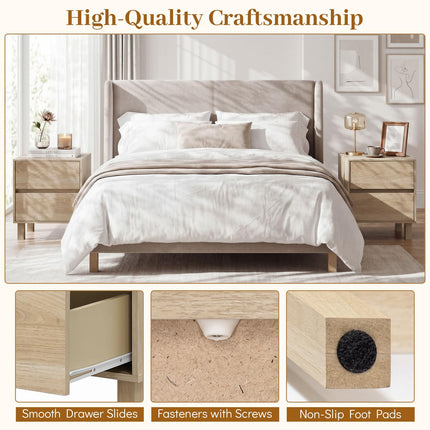 Dreamade Modern Wood Night Stand w/2 Storage Drawers (1/2)