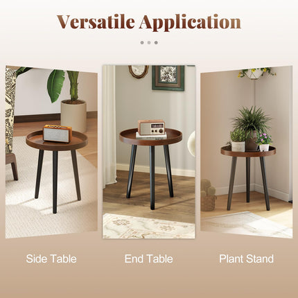 Dreamade Mid Century Modern Side Table with Wooden Tray and Bamboo Legs