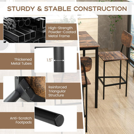 Dreamade 5-Piece Dining Table Set W/Counter Height Table & 4 Bar Stools