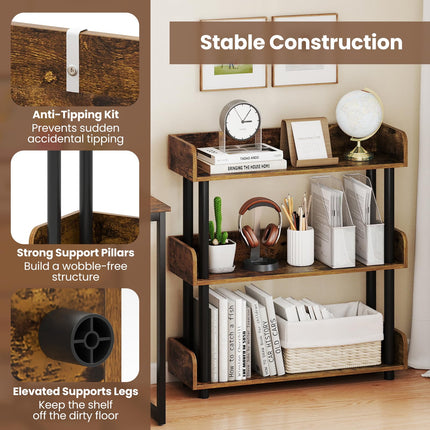 Dreamade 3-Tier Bookshelf | 3 Shelf Bookcase for Living Room Bedroom Study