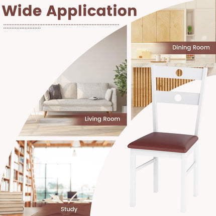 Dreamade PU Leather Upholstered Kitchen Chairs w/Hollowed Backrest & Padded Seat