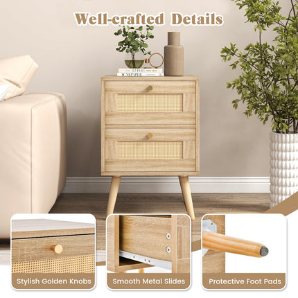 Dreamade Rattan Nightstand Set of 2