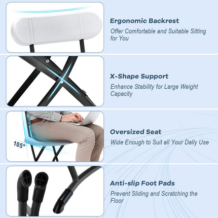 Dreamade 2-Pack Folding Chairs, Plastic Event Chairs, Lightweight Foldable Chairs with Solid X-Shape Frame