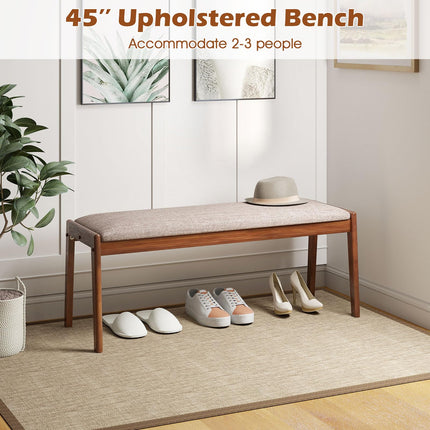 Dreamade 45" Upholstered Entryway Bench with Rubber Wood Legs and Fabric Padded Seat