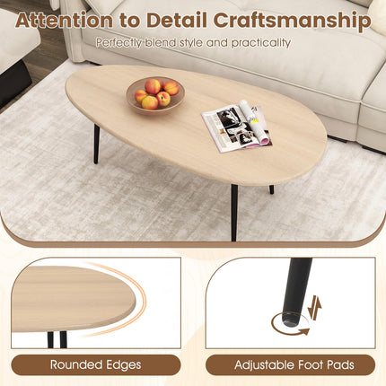 Dreamade Oval Mid Century Modern Coffee Table Sturdy Metal Frame and Compact Design