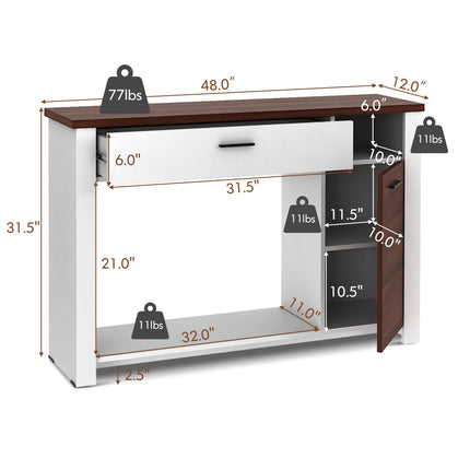 Dreamade Console Table 48 Inch Sofa Side Table with Drawer and Cabinet, Entryway Table