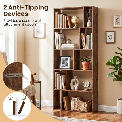 Dreamade 6-Tier Bookshelf | 10-Cube Industrial Bookcase w/Open Back (1/2)