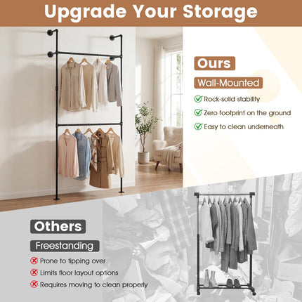 Dreamade Industrial Pipe Clothing Rack for Wardrobe Closet