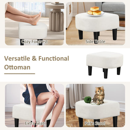 Dreamade Modern Accent Chair with Ottoman, Upholstered Teddy Velvet Barrel Club Chair w/Footrest