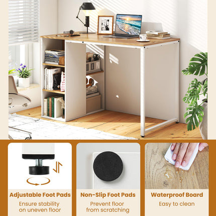 Dreamade Computer Desk with Storage Shelves for Bedroom