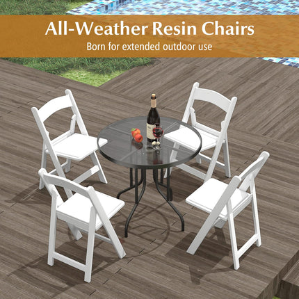 Dreamade Folding Chairs with Padded Seat, All-Weather Resin Frame