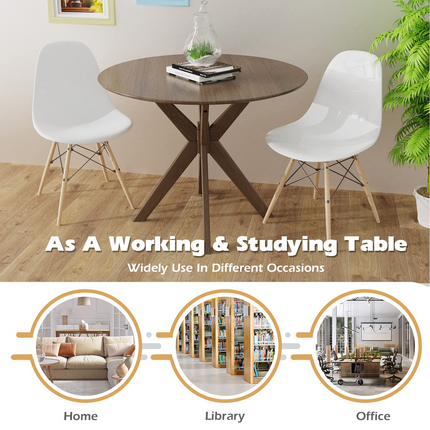 Dreamade 36 Inch Round Wood Dining Table with Intersecting Pedestal Base