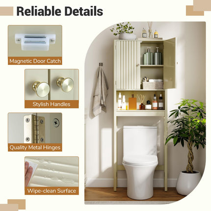 Dreamade Over The Toilet Storage Cabinet with Fluted Doors