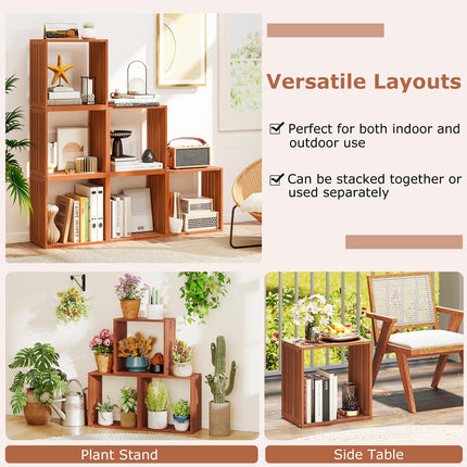 Dreamade 3/6 Cube Bookcase Solid Wood Stacking Storage Organizers w/Open Slatted Design